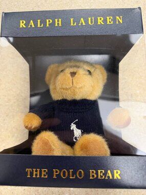 Ralph Lauren Polo Bear With Blue Sweater.  NIB